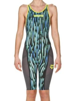 Combinaison De Natation Femme Arena Carbon Ultra Edition 2018 Dos Ouvert Blue Drops Fluo/ Yellow