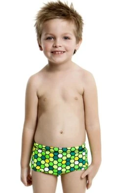 Maillot De Bain Funky Trunks Enfant Garçon Golden Honeycomb Vert