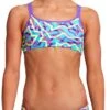 Maillot De Bain Funkita 2 Pièces Fille Mint Strips Violet -Funky Trunks Soldes funkita criss cross zweiteiliger bikini m dchen mint strips1920x1920 1