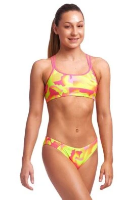 Maillot De Bain Funkita 2 Pièces Fille Criss Cross - Pinged Pink -Funky Trunks Soldes pinged pink girls 2p 1