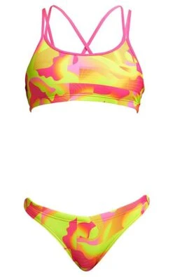 Maillot De Bain Funkita 2 Pièces Fille Criss Cross - Pinged Pink -Funky Trunks Soldes pinged pink girls 2p 3